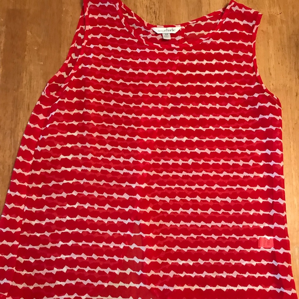 Red shirt with open back, Medium, Charming Charlie